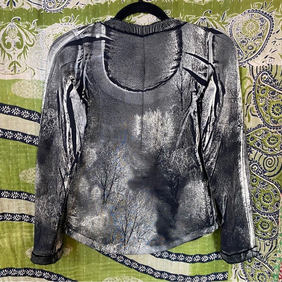 Rare Y2K Isabel de Pedro Black Distressed Trees Print Top/ Skirt Set Size 6/8 - Picture 8 of 16